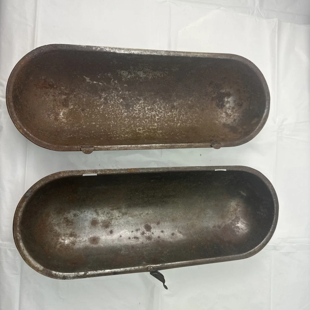 Antique Ideal Bread Pan Patent Aug 1899 Hinged Tin Cylindrical Baking Mold 13in